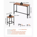 VEVOR Tavolo da Bar, Set da 3 Pezzi con 47 Tavoli da Bar, Set Tavoli e Sedie da Bar con Design a Bordo Arrotondato, Tavolo da Pub Rettangolare con Due Sgabelli, Multicolore