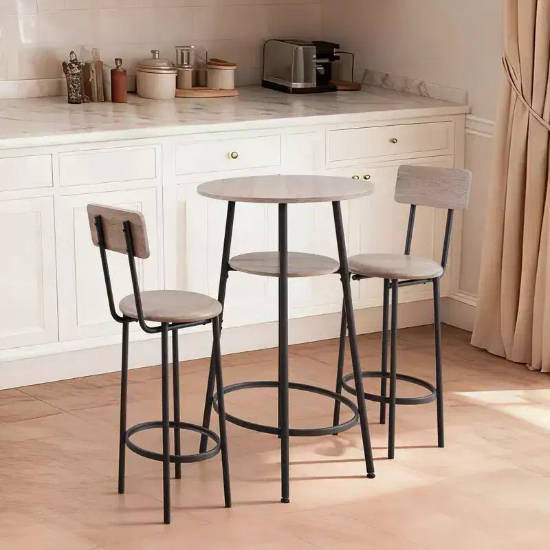 VEVOR Tavolo da Bar, Set 3 Pezzi Tavoli da Bar 23,5", Set Tavoli e Sedie da Bar con Design ad Angoli Arrotondati, Tavolo da Pub Rotondo con Due Sgabelli, Multicolore