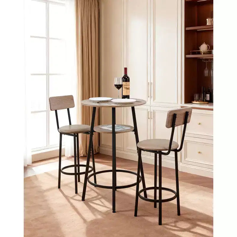 VEVOR Tavolo da Bar, Set 3 Pezzi Tavoli da Bar 23,5", Set Tavoli e Sedie da Bar con Design ad Angoli Arrotondati, Tavolo da Pub Rotondo con Due Sgabelli, Multicolore