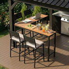 Crestlive Products Tavolo da bar a L da esterno da 55,1 pollici Tavolo da patio rettangolare ad altezza bancone con piano impermeabile e robusto telaio in metallo