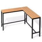 Crestlive Products Tavolo da bar a L da esterno da 55,1 pollici Tavolo da patio rettangolare ad altezza bancone con piano impermeabile e robusto telaio in metallo