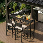 Crestlive Products Tavolo da bar a L da esterno da 55,1 pollici Tavolo da patio rettangolare ad altezza bancone con piano impermeabile e robusto telaio in metallo