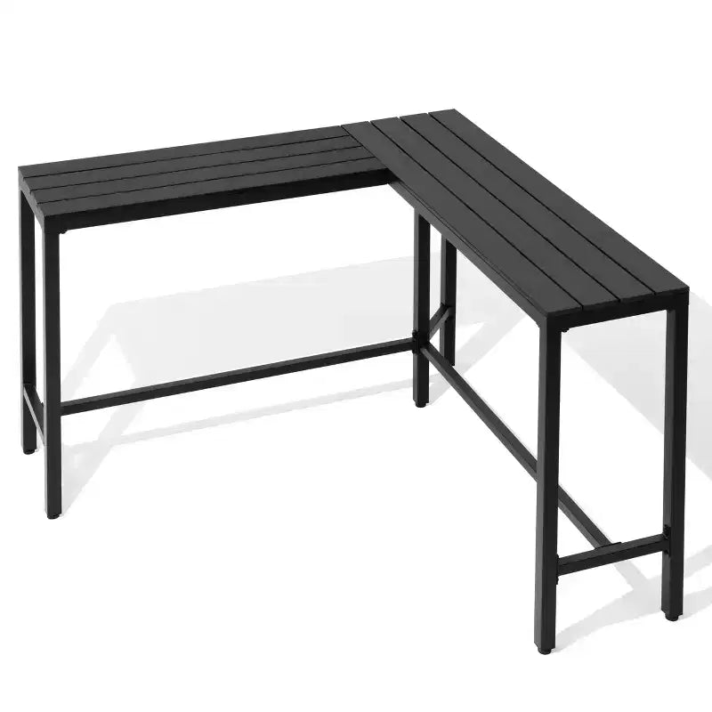 Crestlive Products Tavolo da bar a L da esterno da 55,1 pollici Tavolo da patio rettangolare ad altezza bancone con piano impermeabile e robusto telaio in metallo