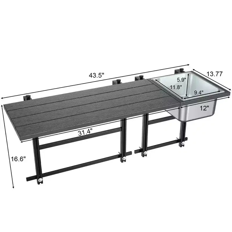 Tavolo da balcone GDLF aggiornato, tavolo da bar pieghevole e regolabile da esterno, 43.5L