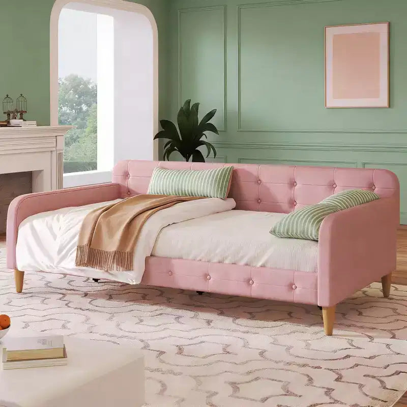 Divano Letto Moderno a Una Piazza e Mezza in Lino Luxystar per Soggiorno e Appartamento