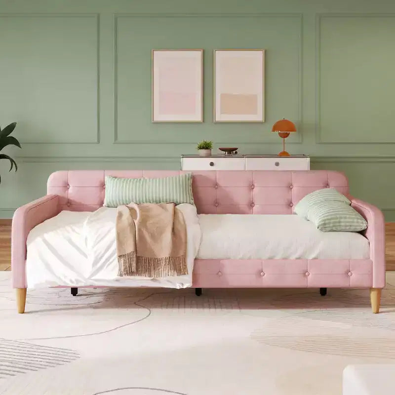 Divano Letto Moderno a Una Piazza e Mezza in Lino Luxystar per Soggiorno e Appartamento
