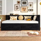 GDFStudio Kitto Divano Letto Moderno una Piazza e Mezza Rivestito in Velluto con Cassetti Contenitori