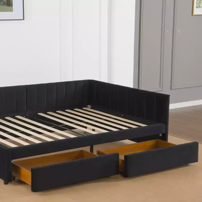 GDFStudio Kitto Divano Letto Moderno una Piazza e Mezza Rivestito in Velluto con Cassetti Contenitori