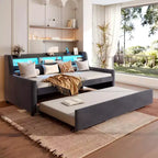GDFStudio Todd - Divano letto moderno singolo in velluto con letto estraibile