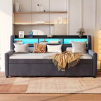 GDFStudio Todd - Divano letto moderno singolo in velluto con letto estraibile
