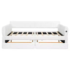 Luxystar Letto a giorno moderno Queen in lana d'agnello imbottito con 2 cassetti