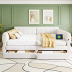 Luxystar Letto a giorno moderno Queen in lana d'agnello imbottito con 2 cassetti