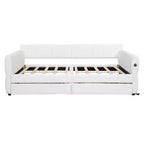 Luxystar Letto a giorno moderno Queen in lana d'agnello imbottito con 2 cassetti