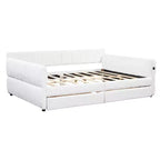 Luxystar Letto a giorno moderno Queen in lana d'agnello imbottito con 2 cassetti
