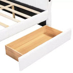 Luxystar Letto a giorno moderno Queen in lana d'agnello imbottito con 2 cassetti