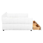 Luxystar Letto a giorno moderno Queen in lana d'agnello imbottito con 2 cassetti