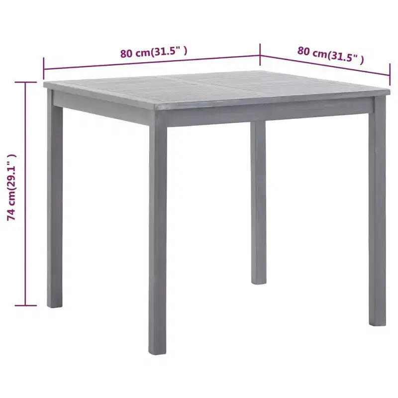 vidaXL Tavolo da Giardino in Legno Massello di Acacia per Esterni - Grigio