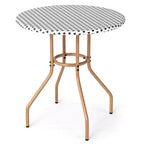 Costway Tavolino Rotondo da 27,5 per Patio con Piano in Rattan PE Intrecciato a Mano e Struttura in Metallo