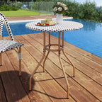 Costway Tavolino Rotondo da 27,5 per Patio con Piano in Rattan PE Intrecciato a Mano e Struttura in Metallo