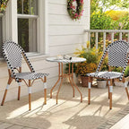 Costway Tavolino Rotondo da 27,5 per Patio con Piano in Rattan PE Intrecciato a Mano e Struttura in Metallo
