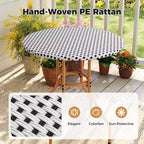 Costway Tavolino Rotondo da 27,5 per Patio con Piano in Rattan PE Intrecciato a Mano e Struttura in Metallo