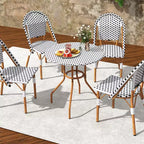 Costway Tavolino Rotondo da 27,5 per Patio con Piano in Rattan PE Intrecciato a Mano e Struttura in Metallo