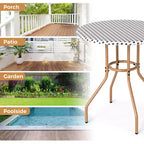 Costway Tavolino Rotondo da 27,5 per Patio con Piano in Rattan PE Intrecciato a Mano e Struttura in Metallo