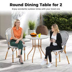 Costway Tavolino Rotondo da 27,5 per Patio con Piano in Rattan PE Intrecciato a Mano e Struttura in Metallo
