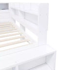 Struttura per letto a giorno Whisen Full in legno massello con armadietti, scarpiera