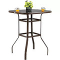 VINGLI 32 Indoor-Outdoor Bar Height Table, Square Tempered Glass Metal Table for Patio, Backyard, Poolside and Garden