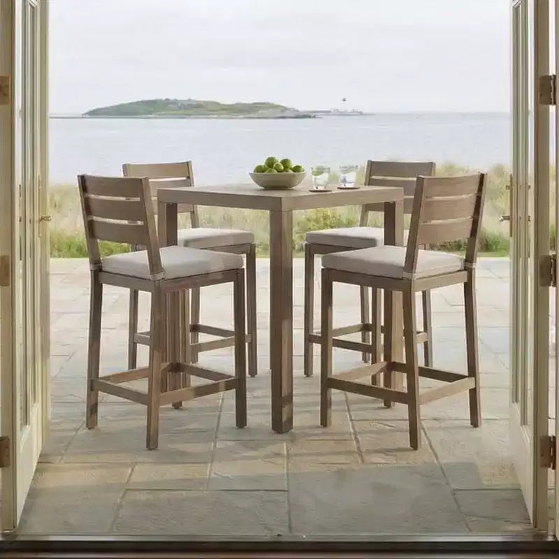 Set da patio in alluminio Martha Stewart Bedford da 3 pezzi, 2 sgabelli da bar con cuscini, tavolo da patio quadrato da 35,5