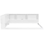 Divano letto in legno Queen Size ModernLuxe con mensole portaoggetti, Struttura letto a piattaforma moderna con USB e LED