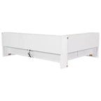 Divano letto in legno Queen Size ModernLuxe con mensole portaoggetti, Struttura letto a piattaforma moderna con USB e LED