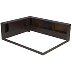 Divano letto in legno Queen Size ModernLuxe con mensole portaoggetti, Struttura letto a piattaforma moderna con USB e LED