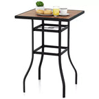 Costway 27.5 Inches Patio Bar Table 1.5 Umbrella Hole Metal Frame for Garden Outdoor