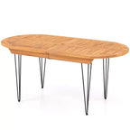 Tavolo da pranzo da esterno Costway 71 per 6 persone, grande, ovale con ripiano in legno di teak