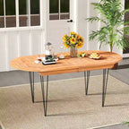 Tavolo da pranzo da esterno Costway 71 per 6 persone, grande, ovale con ripiano in legno di teak