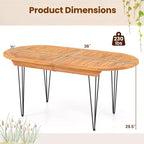 Tavolo da pranzo da esterno Costway 71 per 6 persone, grande, ovale con ripiano in legno di teak