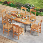 Tavolo da pranzo da esterno Costway 71 per 6 persone, grande, ovale con ripiano in legno di teak
