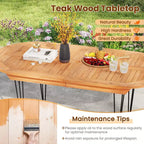 Tavolo da pranzo da esterno Costway 71 per 6 persone, grande, ovale con ripiano in legno di teak