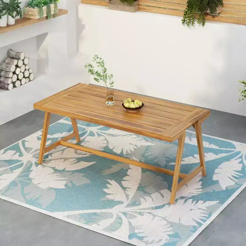 Tavolo da pranzo da esterno in legno di acacia per 4-6 persone, tavolo da pranzo moderno da patio, tavolo in legno resistente alle intemperie per cortile e giardino - Panipeachy