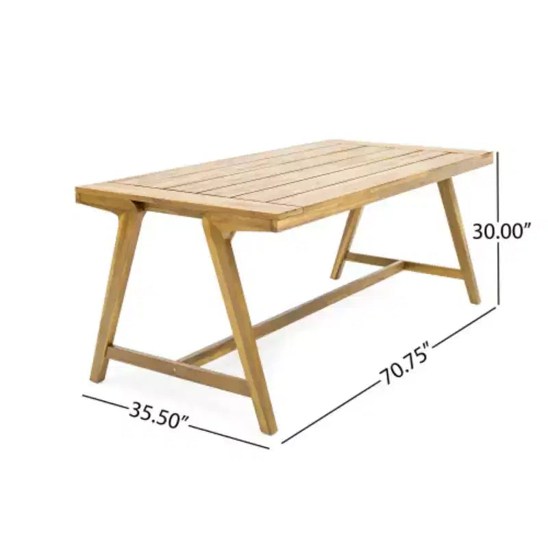 Tavolo da pranzo da esterno in legno di acacia per 4-6 persone, tavolo da pranzo moderno da patio, tavolo in legno resistente alle intemperie per cortile e giardino - Panipeachy