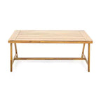 Tavolo da pranzo da esterno in legno di acacia per 4-6 persone, tavolo da pranzo moderno da patio, tavolo in legno resistente alle intemperie per cortile e giardino - Panipeachy