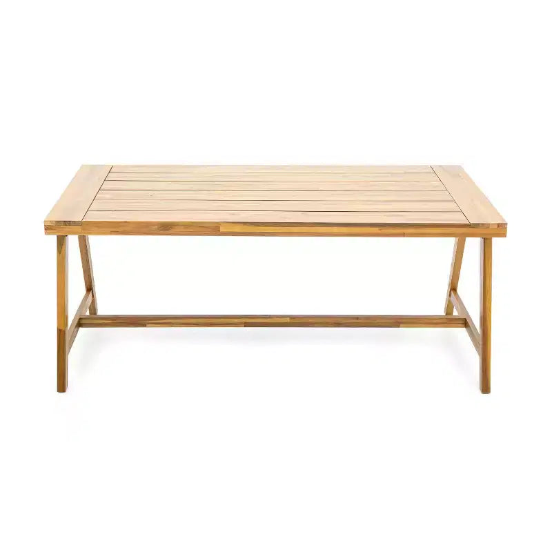 Tavolo da pranzo da esterno in legno di acacia per 4-6 persone, tavolo da pranzo moderno da patio, tavolo in legno resistente alle intemperie per cortile e giardino - Panipeachy