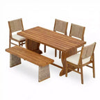 Christopher Knight Home Zola, set da pranzo moderno da 6 pezzi per patio, con sedie in acacia, schienale in vimini e tavolo a doghe