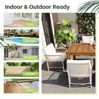 Set da pranzo da esterno 5/7 pz Mobili da pranzo da patio con 4/6 sedie a sdraio in rattan e tavolo in legno di acacia resistente alle intemperie, naturale - ModernLuxe