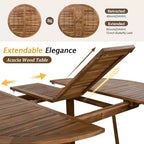 Set da pranzo da esterno 5/7 pz Mobili da pranzo da patio con 4/6 sedie a sdraio in rattan e tavolo in legno di acacia resistente alle intemperie, naturale - ModernLuxe