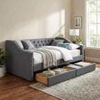 Christopher Knight Home Divano Letto Drake imbottito in Legno XL Singolo con due Cassetti