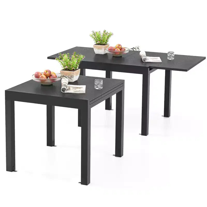 Costway Patio Expandable Dining Table 31.5-63 Adjustable Rectangular All Weather Aluminum Outdoor Dining Table for 4-6 Person