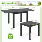 Tavolo da pranzo espandibile Costway Patio 31,5-63 Rettangolare regolabile in alluminio resistente alle intemperie per esterni da 4-6 persone